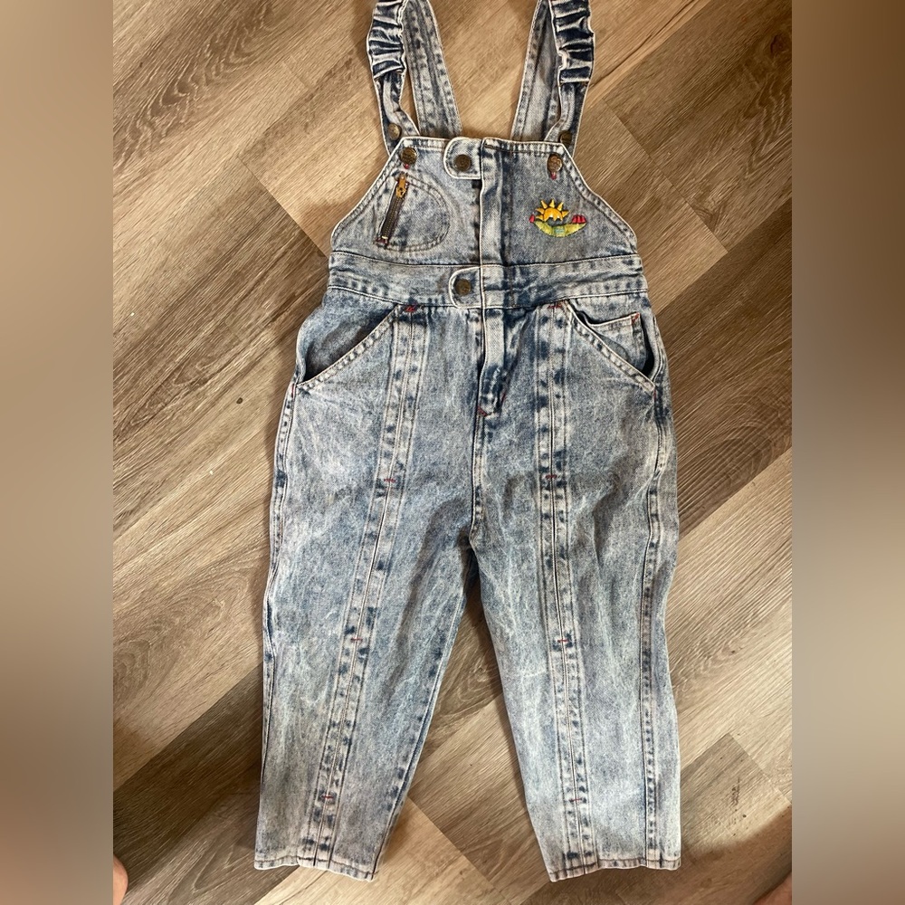 Joxeux Gamins x Happy Kids Acid Wash Overalls Denim Unisex 4T Vintage
